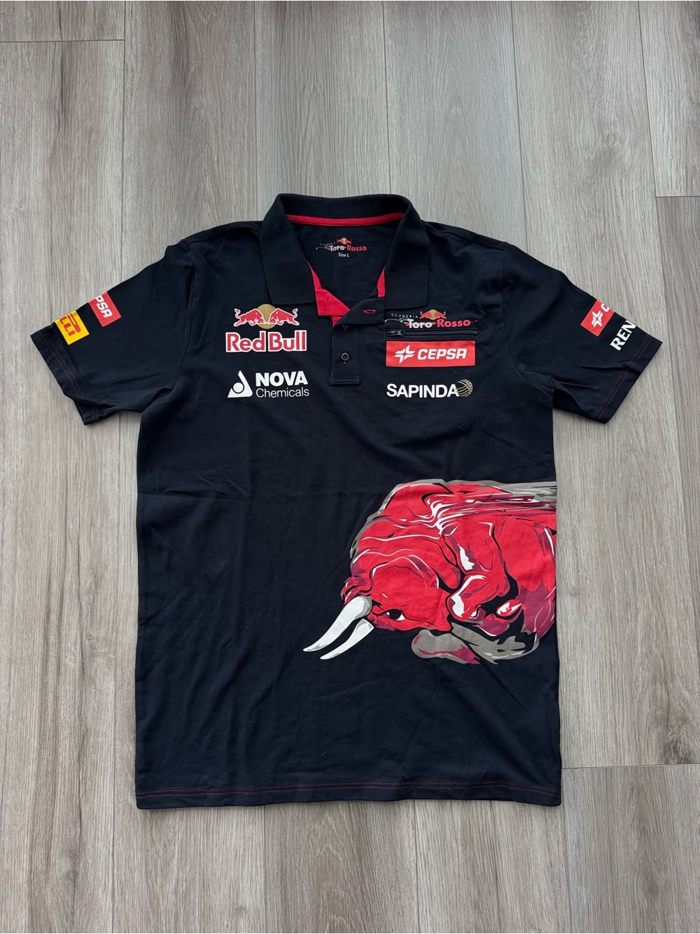 Vintage Toro Rosso Red Bull Racing Big Logo Men Polo T-shirt